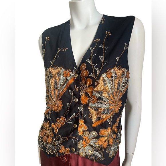 Western Connection Jackets & Blazers - Western Connection Women’s Vintage 100% Cotton Vest Beaded Vest Large
